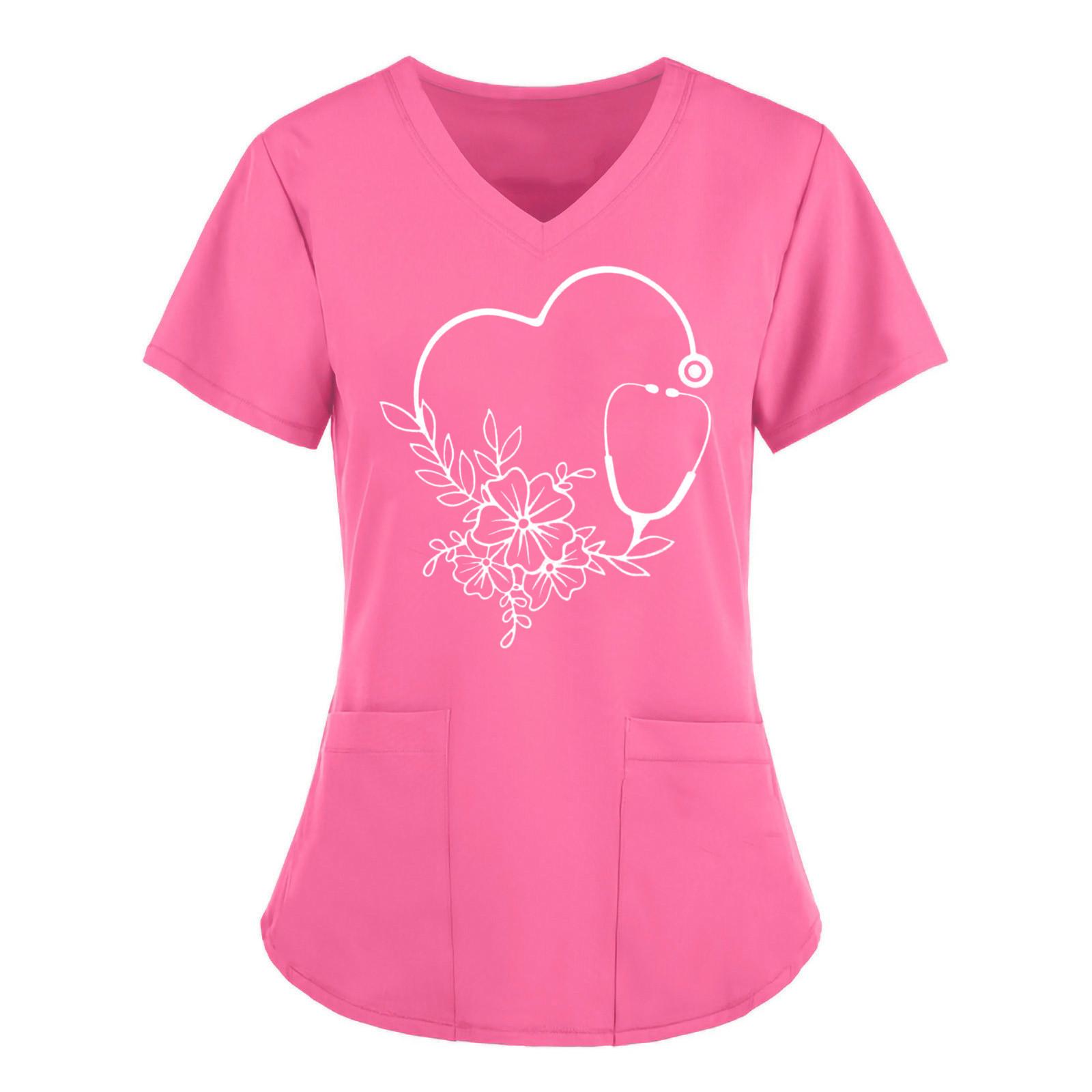 

Женские топы с короткими рукавами и v-образным вырезом, рабочая однотонная блузка с карманами XXXXL розовый