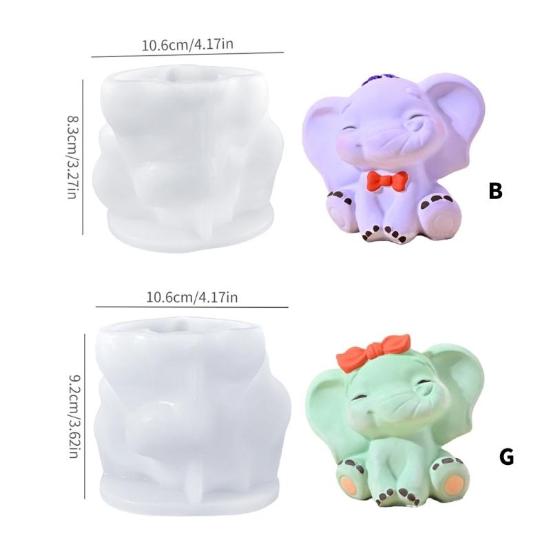 Lovely 3D Elephant Sturdy Silicone Mould Home Accessory for Creating Gypsum Resin Figurine Decorations Daily Casual Use