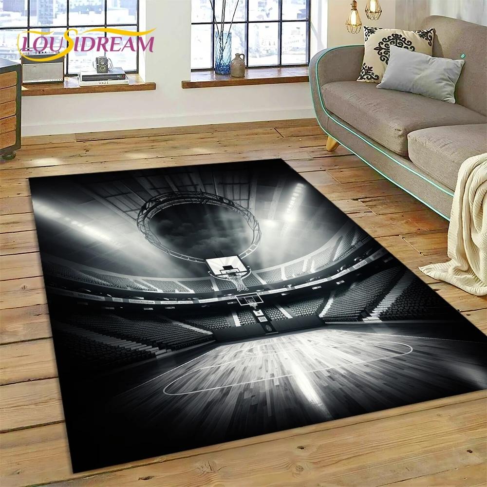 Lastest Basketball Court Frame Cartoon Rug Carpet for Living Room Bedroom Home Decor,Non-slip Decoration for Sofa Doormat Gifts