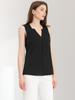 Allegra K Sleeveless Chiffon Tank Size L Women's V-Neck Top, Black,