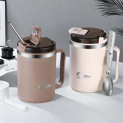 Thermos Mug With Spoon&Strainer Portable Large Capcity 304 Stainless Steel Double Wall Insulated Coffee Cup Tumbler Drinkware