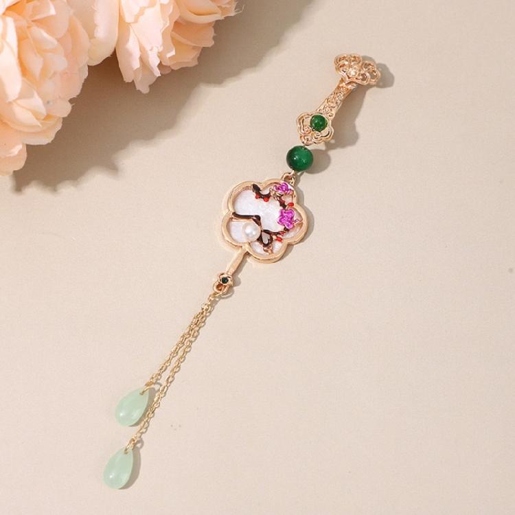 Four Gentleman Flowers Themed Ornamental Pin Secure Back Closure Traditional Asian Inspired Jewelry Accessory For Ladies