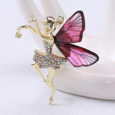2023 Neue Blumenfee Tanzendes Mädchen Engel Schmetterling Brosche für Frauen Mädchen Mode Exquisite Zirkon Strasssteine Statement Broschen