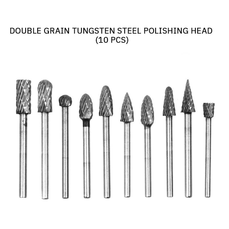 10 STÜCKE Wolframstahl Schleifkopf Hartmetall Rotationsfeilen Set Metall Polierkopf Wolframstahl Rotationsfeile Fräser
