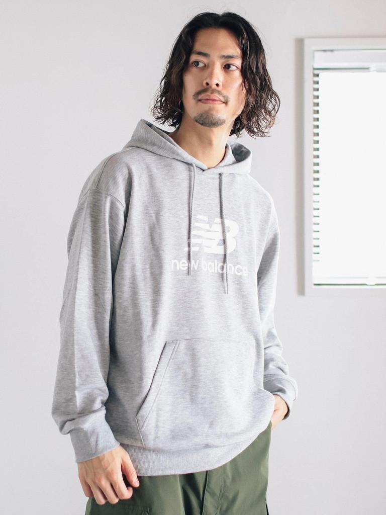 B.:MING LIFE STORE by BEAMS New Balance Logo Sweat-Parka, Herren, Grau, Größe S (92130414424)