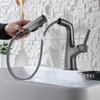 TLXT Gunmetal Grey Wall-Mounted Pull-Out Basin Faucet