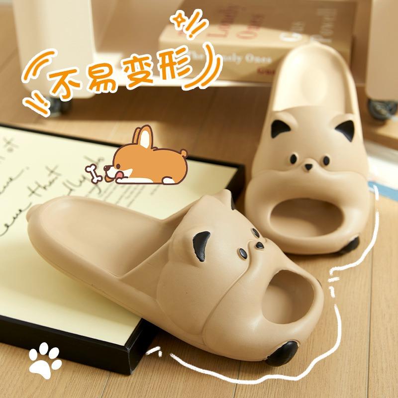 Warm edge fun puppy couple cool slippers soft bottom summer men and women home outside slippers summer