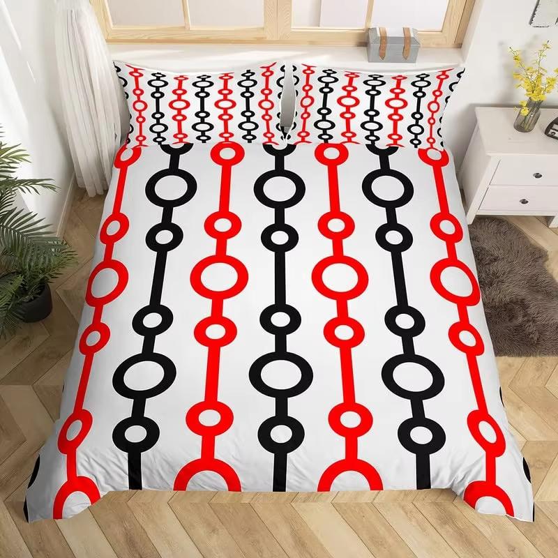 Retro 70-tals King Påslakan Mikrofiber 3D Abstrakt Geometri Täcke Örngott Mellankrigstiden Exotiskt Blommigt Sängklädesset