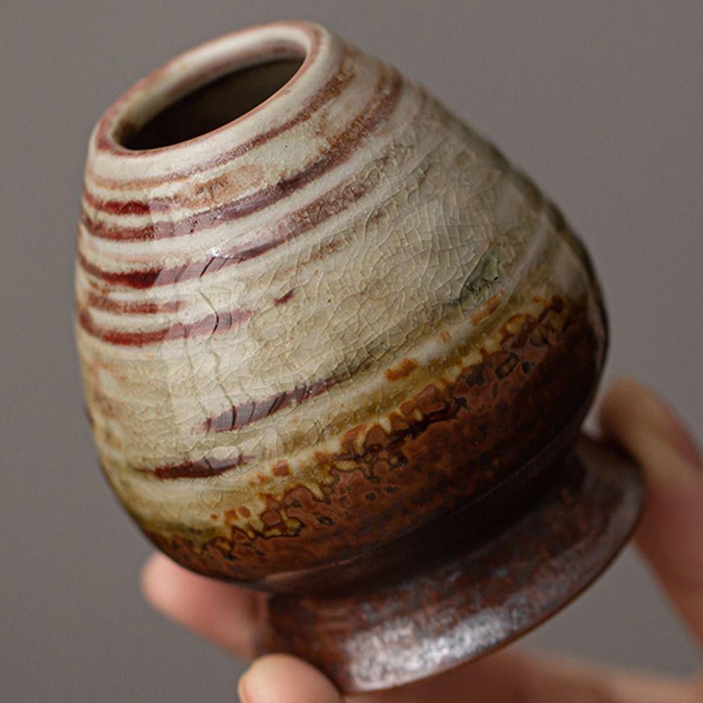 Ceramic Matcha Holder Kiln Discoloration Smooth Whisk Stand Holder Handmade Bamboo Matcha Chasen Holder for Tea Set Accessories