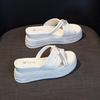 Thick-bottomed slope heel slippers women's high-end fashion 2025 summer new muffin versatile cool slippers increase height