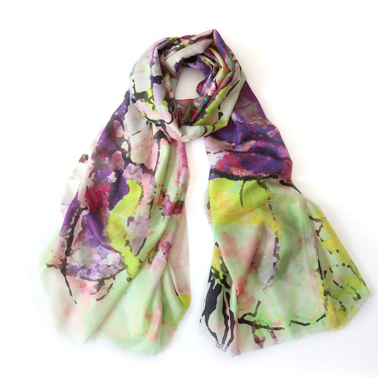 

Осень и зима 80 шерстяные шарфы с цифровой струйной печатью, теплые шали, шарфы, двойного назначения 210cm фиолетовый