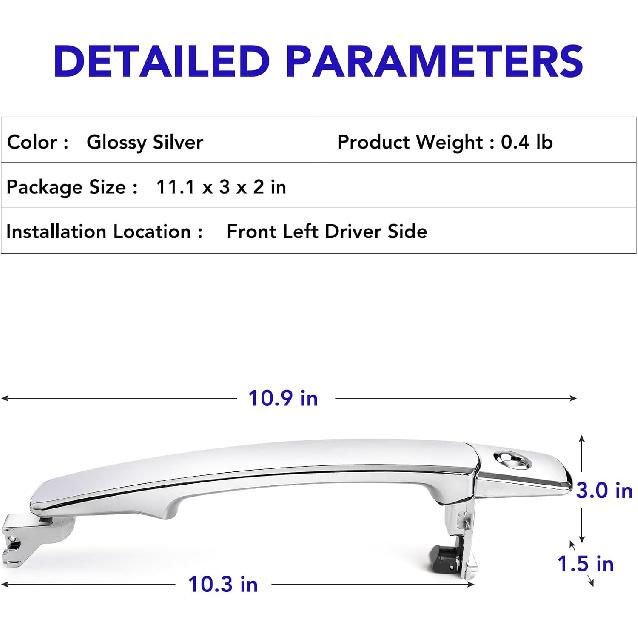 Driver Side Front Left Exterior Door Handle Compatible With Nissan Rogue 2010-2015, Nissan Murano 2003-2007,Infiniti FX35 FX45 2003-2008 Replace OE#