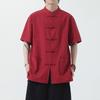 Herren Chinesischer Stil Vintage Locker Große Größe Kurzarm Lässig Baumwolle Leinen Hemd