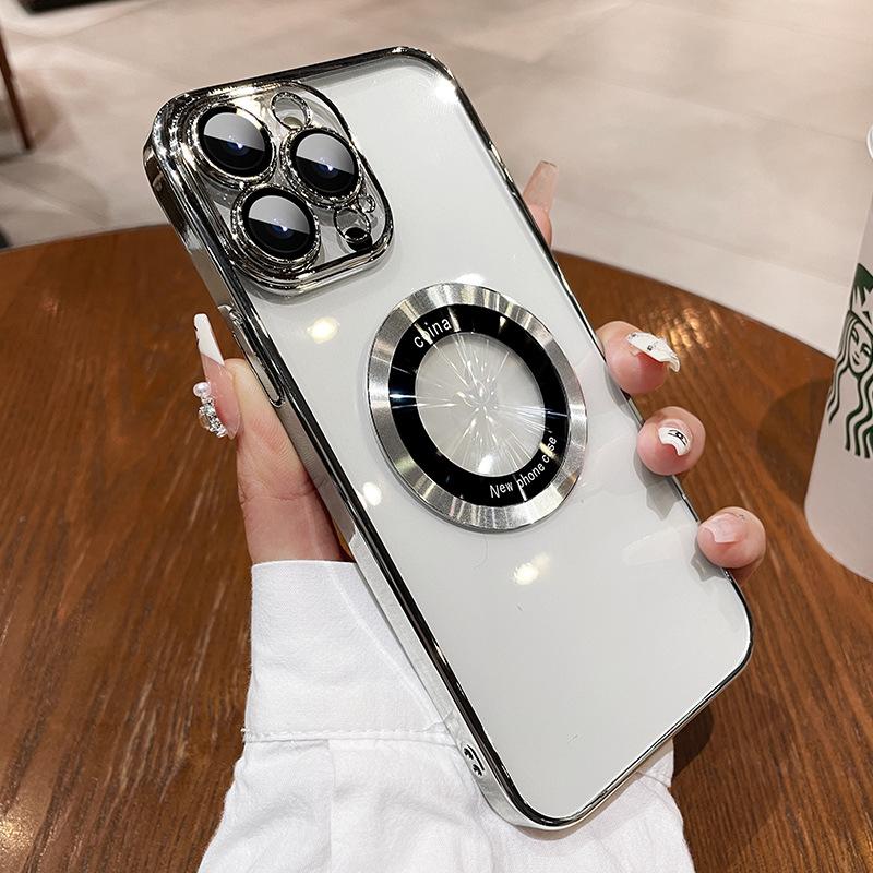 Magnetic Suction Suitable for Apple 16pro Max Mobile Phone Case 15 Lens Film 12 Transparent Hard Case IPhone 13P Simple Men