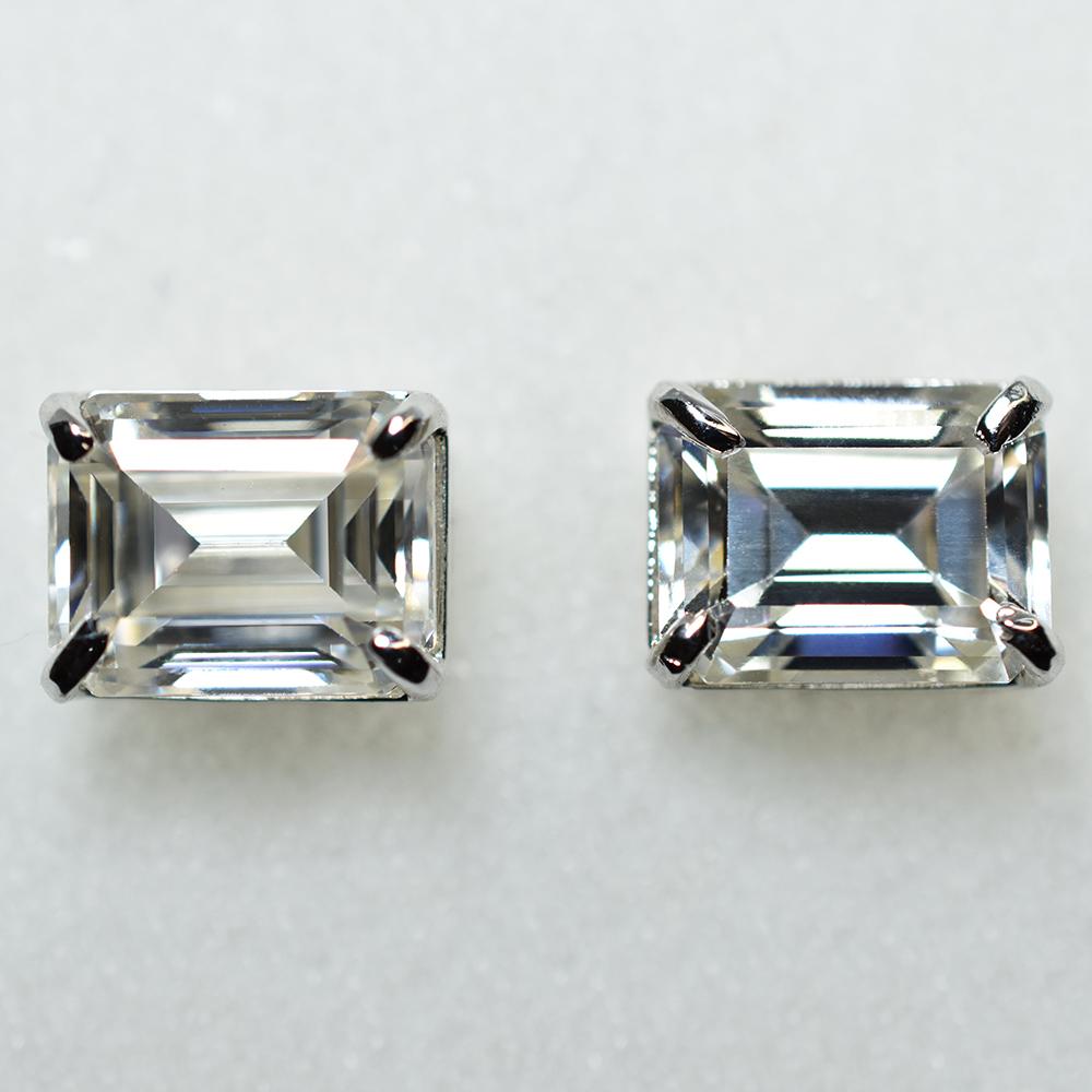 Unique Emerald 13.85 Ct CERTIFIED Synthetic White Moissanite Gems Earring Pair MY.ER-17-NS