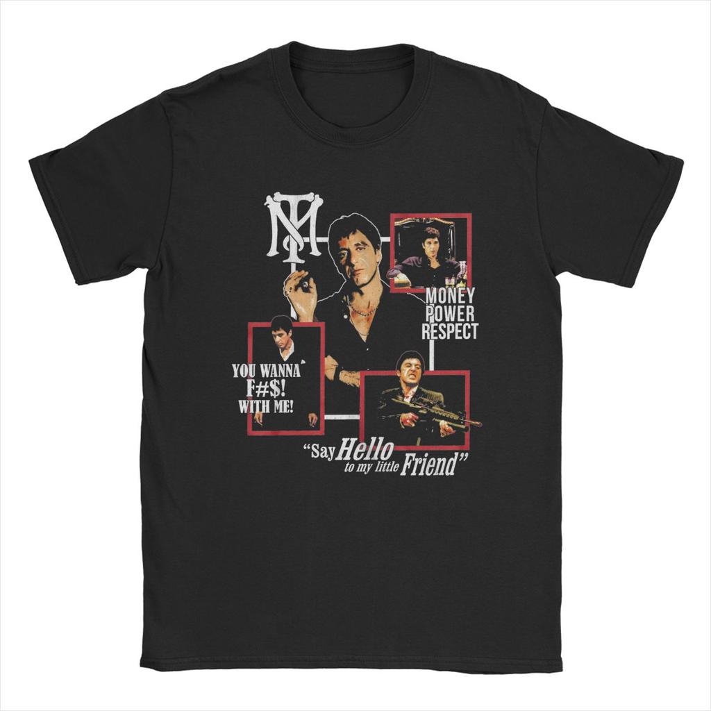 Scarface T Shirts Men's Cotton Vintage T-Shirt Round Neck Movie Tees Short Sleeve Clothes Gift Idea