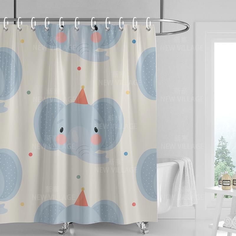 

Home shower curtains bathroom Decora waterproof fabric non-slip bathmat water absorption curtain Modern nordic simple animal 90x180cm