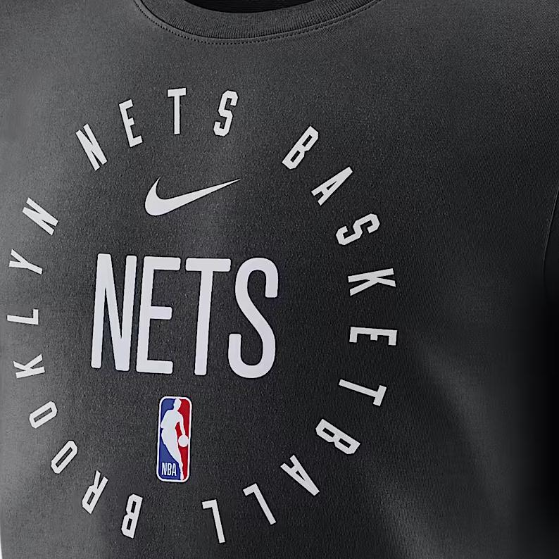 Nike Brooklyn Nets SS24 Moisture-Wicking Comfortable Soft Breathable Lightweight T-Shirt Men Tops Black HF1411-010