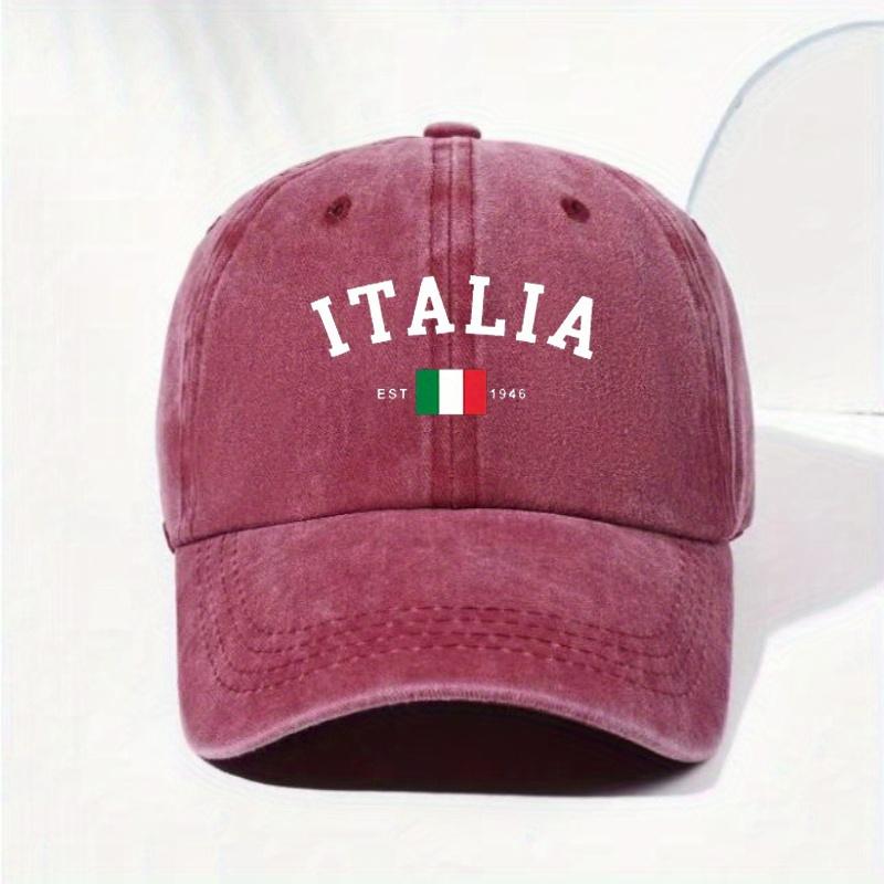 Retro Italian Flag Letter Print Baseball Cap  Adjustable Washable And Fashionable Dad Hat with Curved Brim for Outdoor Activi