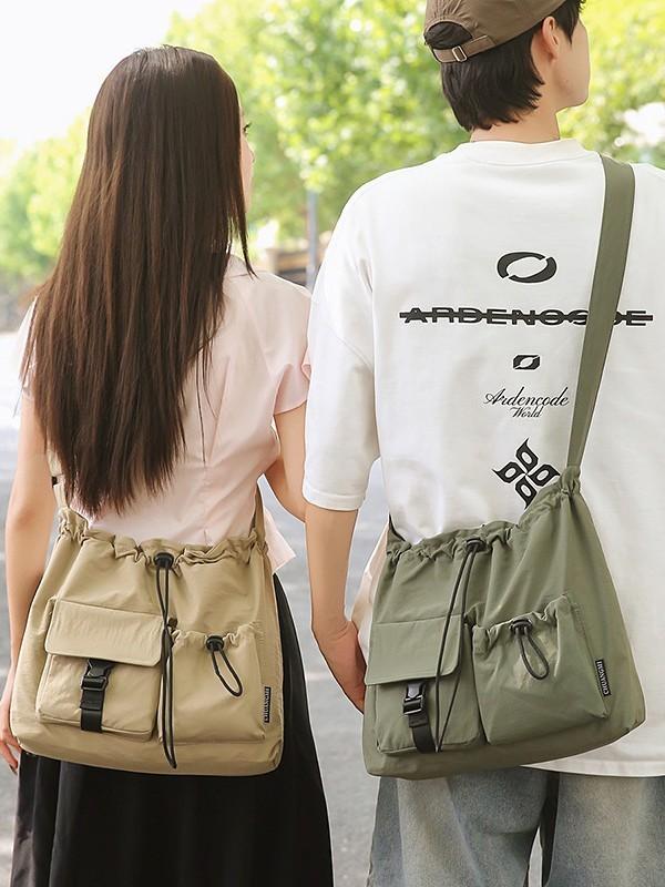 Unisex Nylon Shoulder Bag With Multiple Pockets For Daily Use And Outdoor Activities