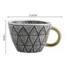American Irregular Geometric Ceramic Coffee Cup with Gold Plated Handle Black and White Pattern Milk Tea Cup Home Accessories