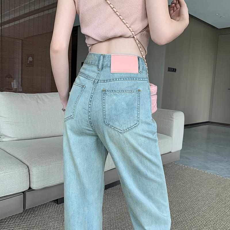 Small Tennis Jeans for Women In Summer New Thin Materials Small High Waist Slim Straight Draped Wide Legs