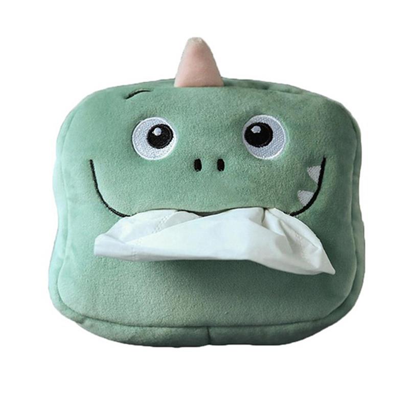 Green Dinosaur Tissue Box Cute Plush Removable Tissue Boxes Universal Auto Home Room Paper Case Animal Decoration Bracket