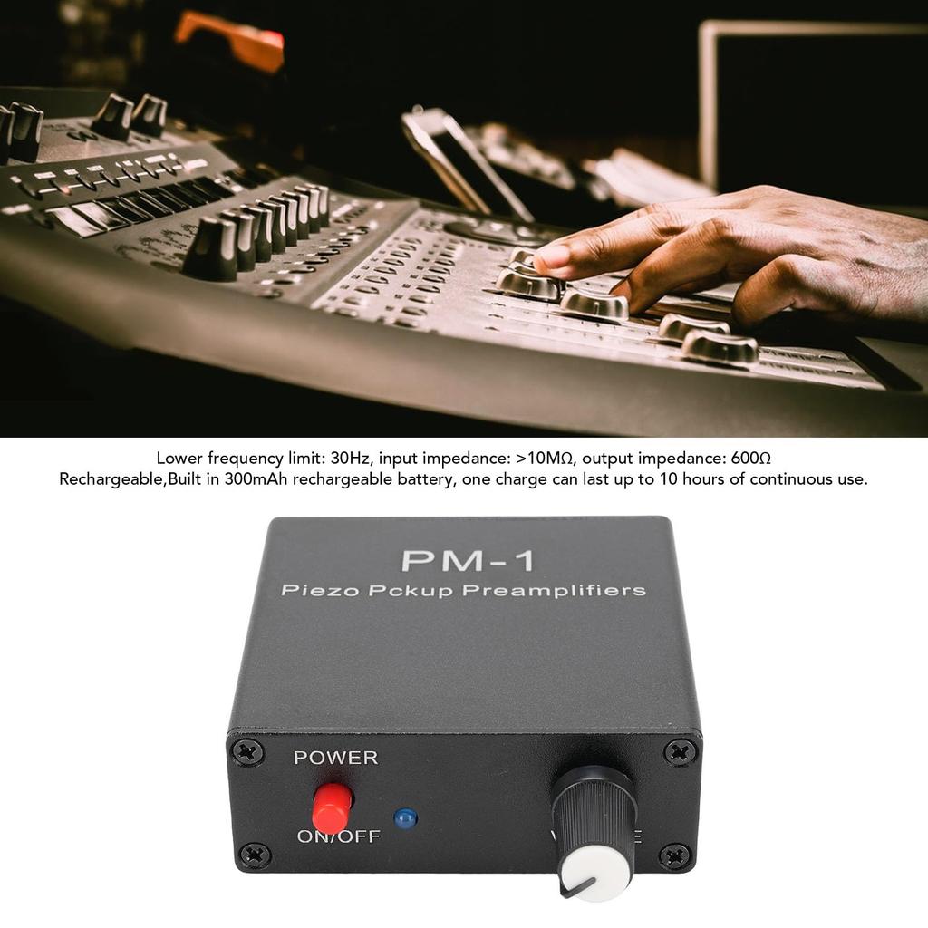Sxhlseller Piezo Pickup Preamp Amplifier, Rechargeable Guitar Pickup with Low Frequency Limiting, Compact Mount Preamp Amplifier for Guitar, Violin, C