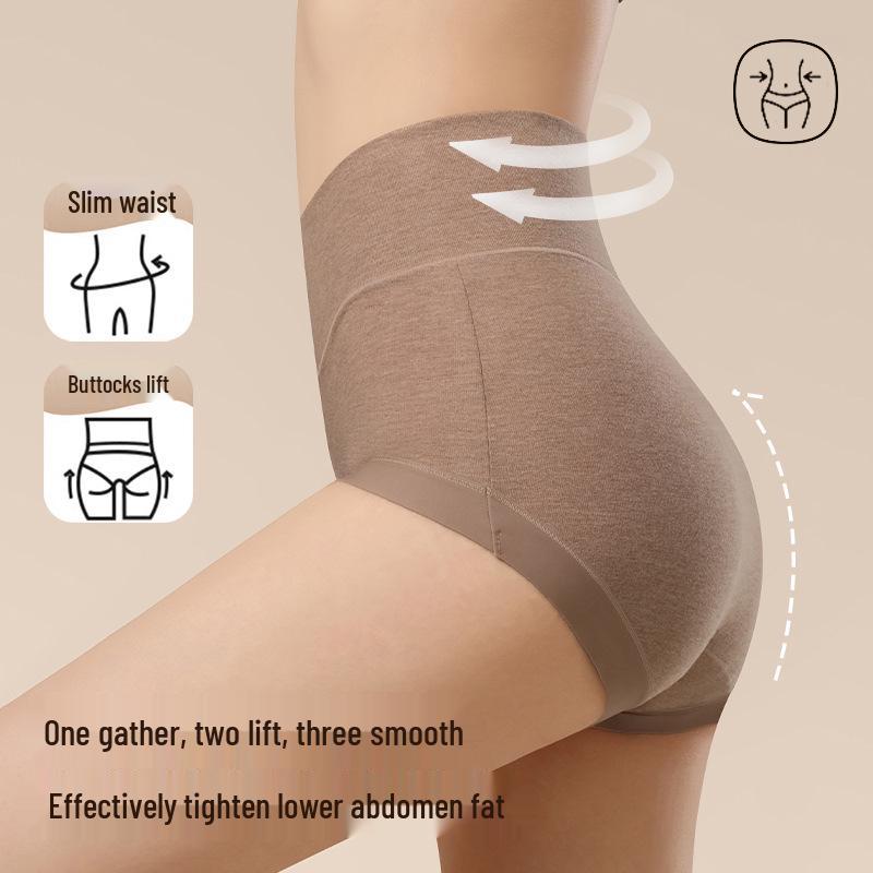 Women's High Waist Seamless Cotton Briefs - Antibacterial, Breathable, No Roll Edge, Micro Tummy Control.