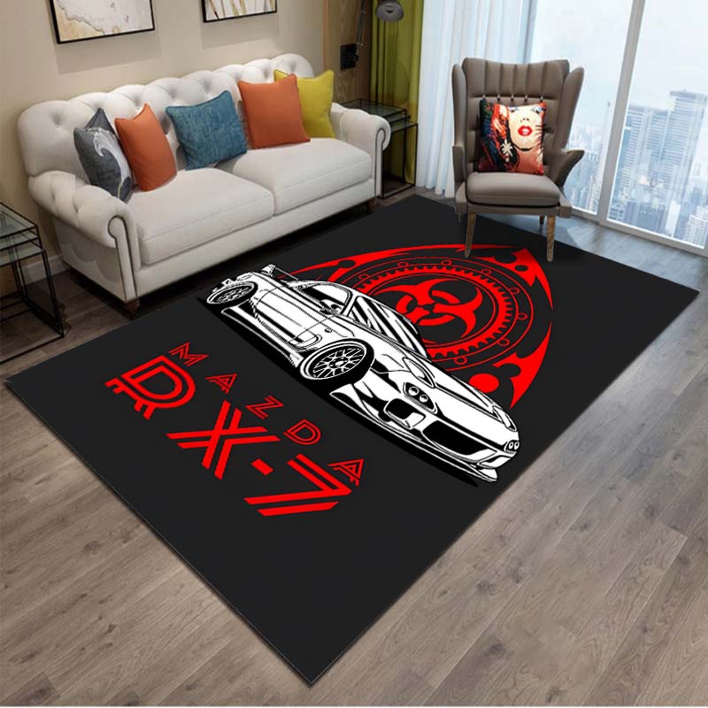 Old School Muscle Car Pattern Cool Area Rug Carpet for Living Room Anti-slip Rug Camping Picnic Mat Yoga Mat Kid Bedroom Decor