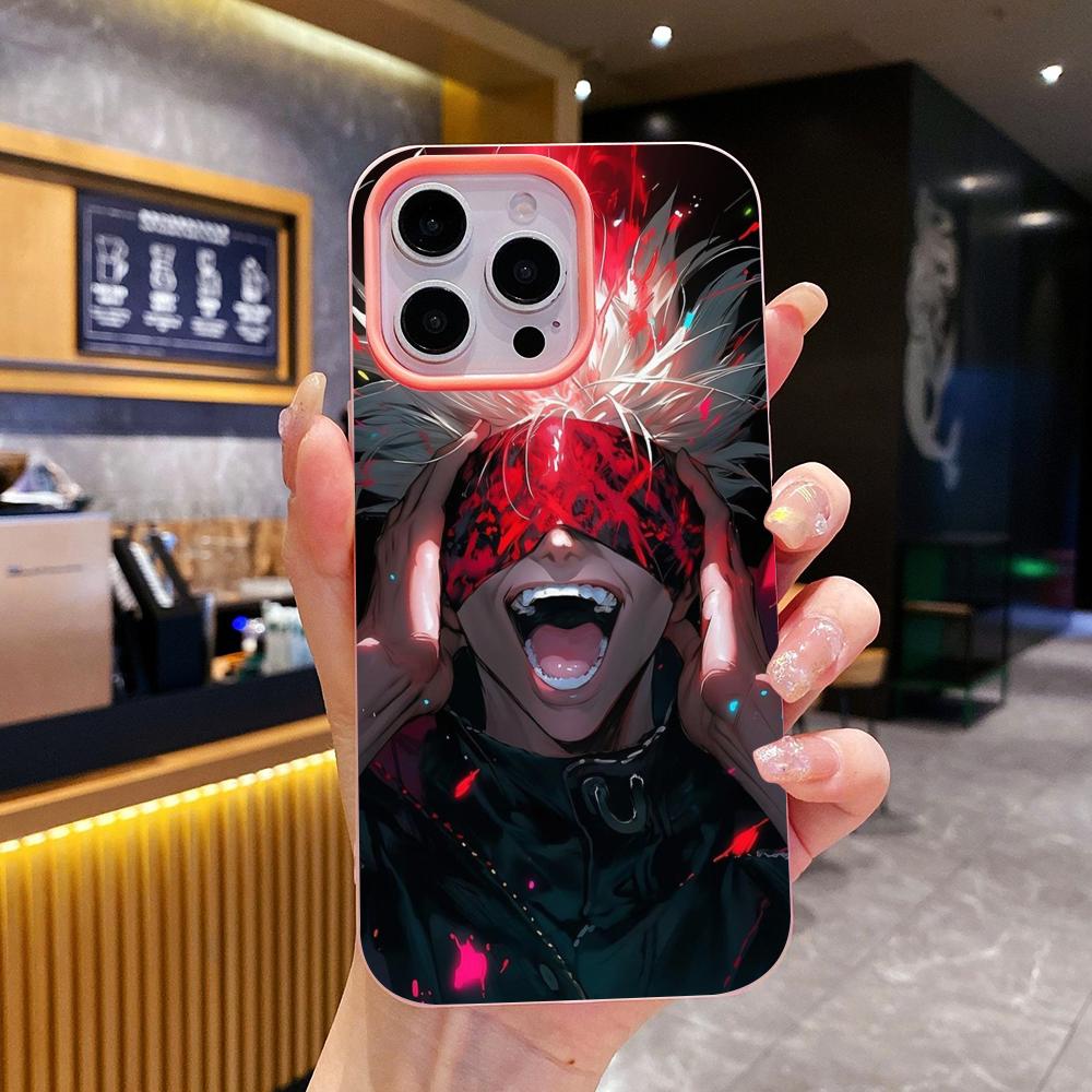 Jujutsu Kaisen Satoru Gojo Gelee Doppelschicht Rosa Handyhülle für iPhone 17 16 15 14 13 12 11 Air Pro Max Plus Schutz