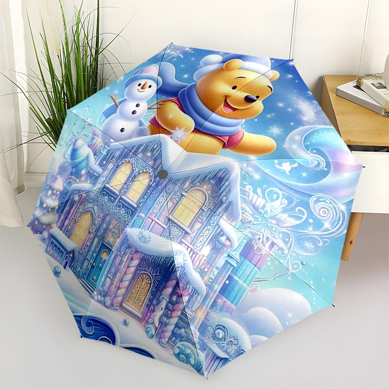 

Winnie and friends Themed Travel Umbrella-8 Ribs Automatic Opening and Closing, Portable Folding Design, Compact and Stylish Umbrella