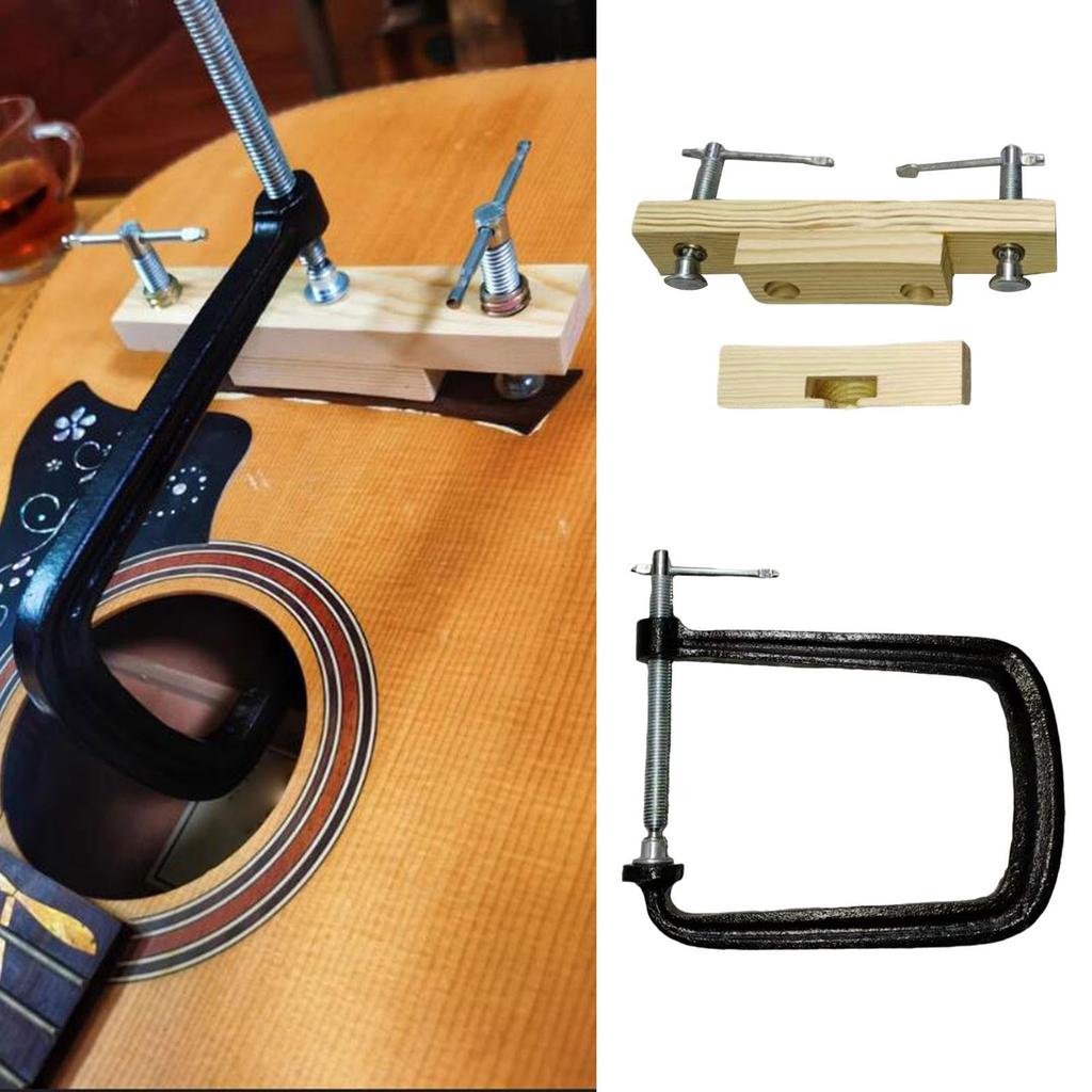 STARTIST Folk Acoustic Guitar Bridge Clamp, Acoustic Guitar Maintenance Clamp, Metal Professional Position Bridge Repair Tool, with Accessories