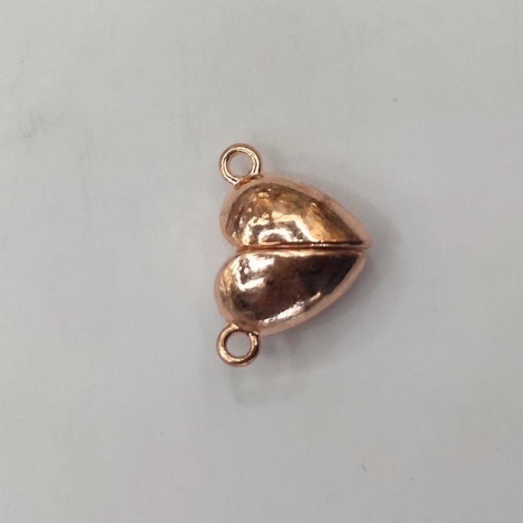 Heart-Shaped Magnetic Clasp Necklace and Bracelet DIY Kit - Smooth Round Pendant for Couples