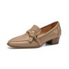 Krazing Pot Full-grain Leather Round Toe Thick Low Heels Spring Shoes Solid Big Size 42 Beauty Women Shallow Pumps