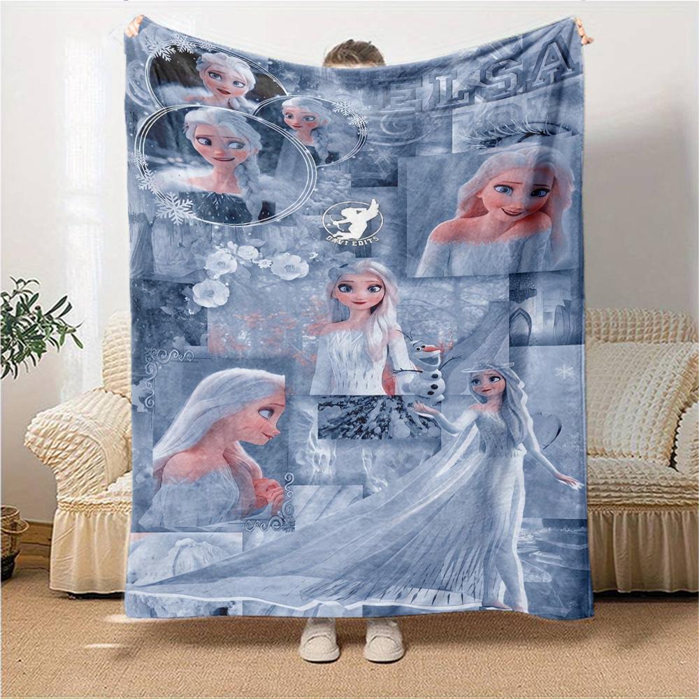 1Pc Elsa'S Winter Fantasy Blanket For Couch Bed Plush Cozy Fuzzy Blanket Super Soft Warm Blankets For Fall And Winter 091871