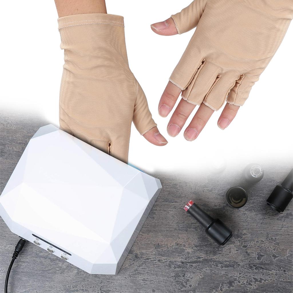 Profesionální bavlněné rukavice proti UV záření na nehtovou art manikúru, béžové