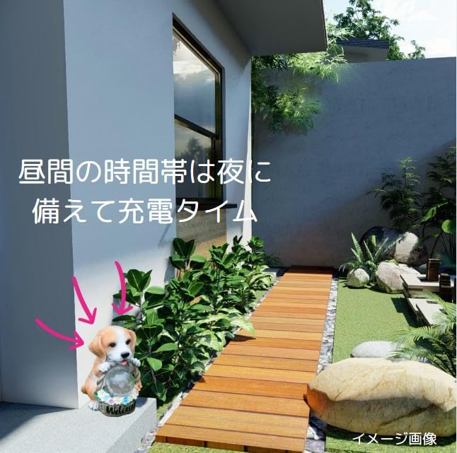 Bubulu Figurine Cățeluș Solar Exterior Grădinărit Intrare LED Iluminat Curte Iluminare Automată Lumină, Iluminare Alimentată Solar, Accesorii, Grădinărit,