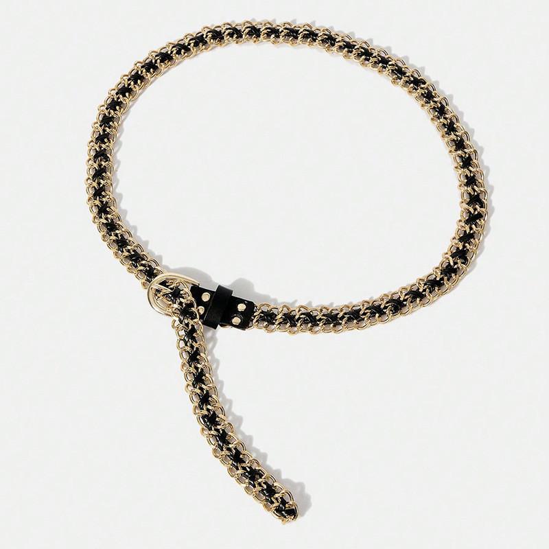 Elegant Waist Women Chain Fashion Accessory With Chain Link And Weaving Metal