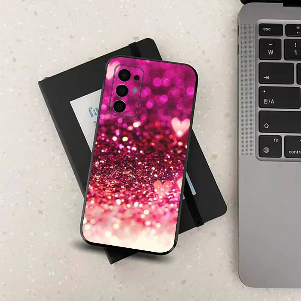 Dazzling Pink Glitter For Samsung Galaxy A73,J7,22,Note,72,41,31,8,9,52,71,53,32,Soft Black Silicone Cover Case