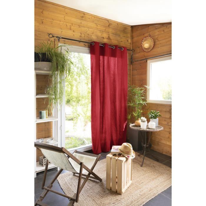 Rideau - Kala - Cerise - 100% coton - 140x260 cm - Œillets métal - Tamisant
