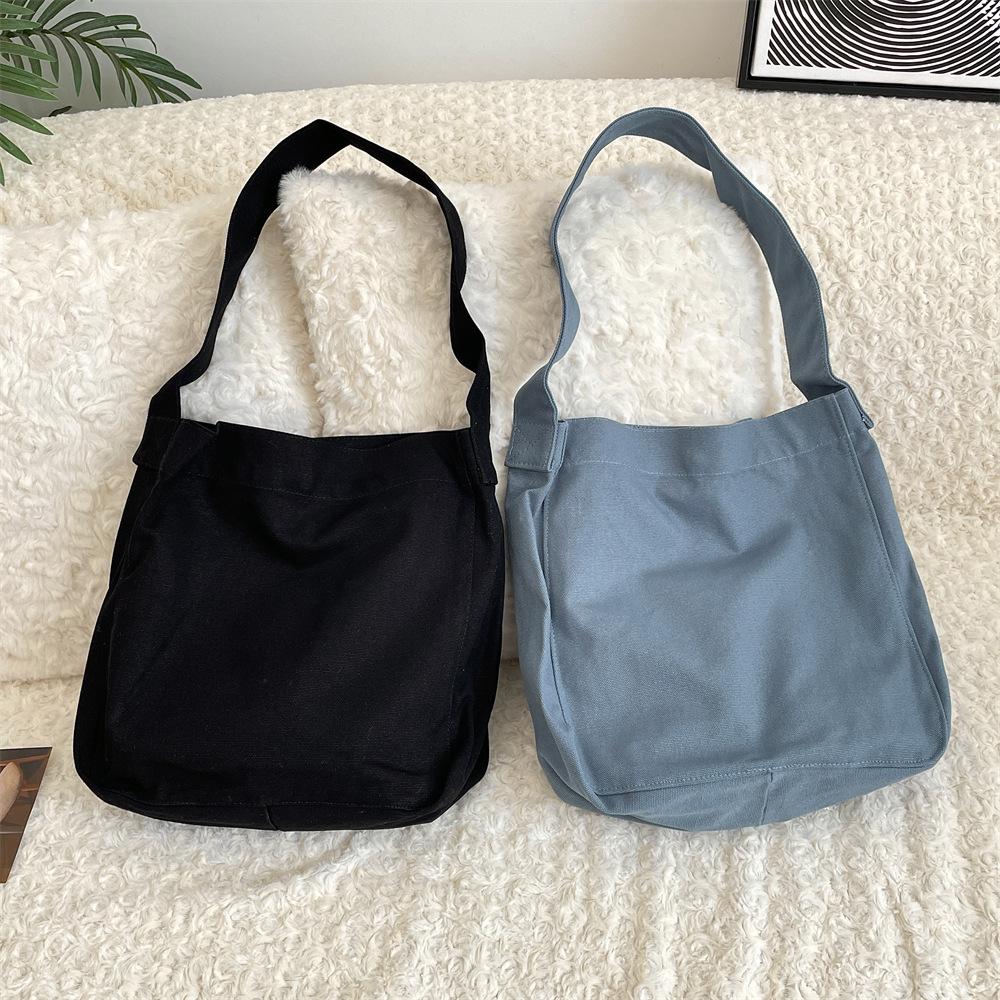 Y Solid Color Large-capacity Canvas Bag Large-capacity Shoulder Bag Shopping Bag Versatile Leisure Bag Women