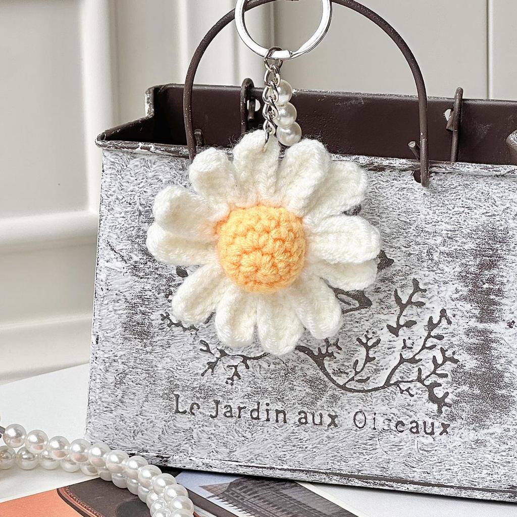 Handcrafted Crochet Daisy Keychain Pendant