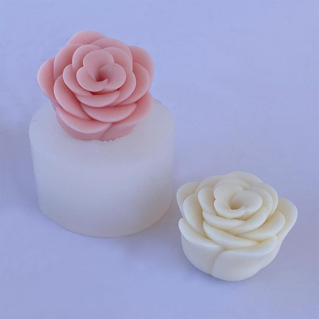 Camellia Flower Candle Mold Non Stick Easy to Demold for DIY Candle Gypsum Ornaments Home Decor Epoxy Resin Casting