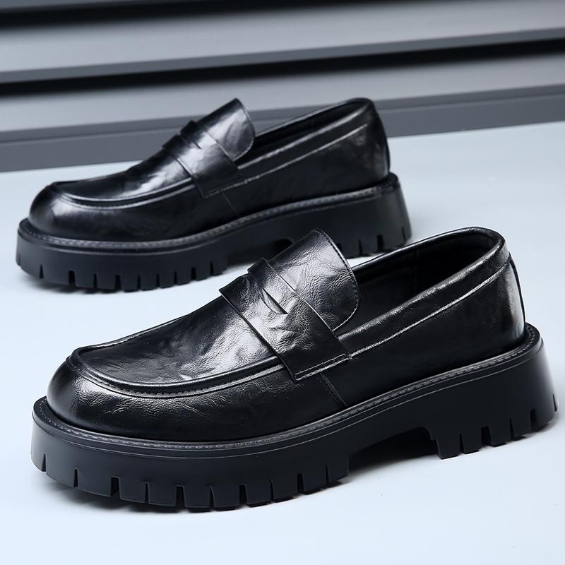 Mode Lässige Lederschuhe Business-Stil Herren Loafer mit dicker Sohle Slipper Business-Schuhe Klassische Weiche Kleiderschuhe Atmungsaktive Herren-Mokassins
