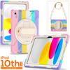 IPad 10th Gen Case 10.9 Inch Silicone Cover With Stand Shoulder Strap Full Body Shockproof