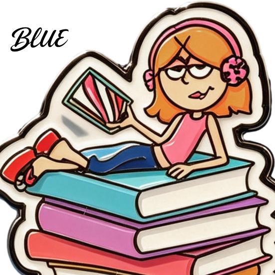 Oxidation-resistant Pin Metal Base Brooch Pin Enamel Girl Reading Book
