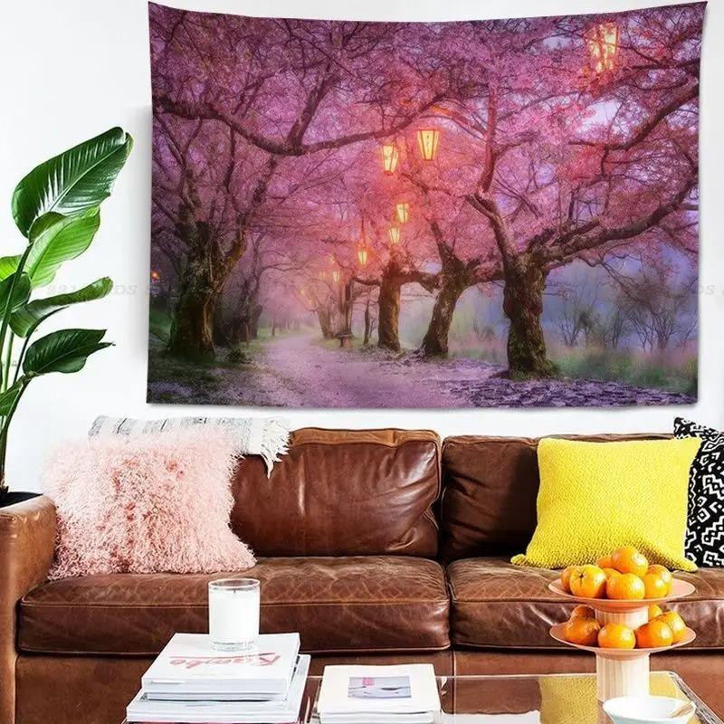 Office Living Room Tapestry Cherry Blossom Forest Tapestry Home Wall Decoration Tapestry