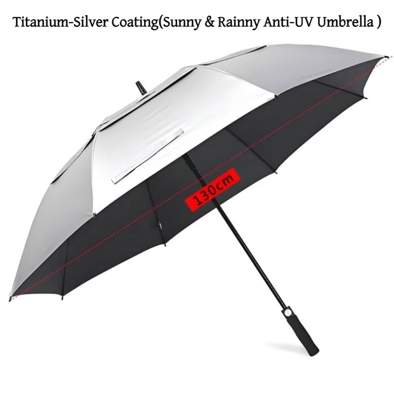 

Портативный автоматический зонт с длинной ручкой, титаново-серебристое покрытие, анти-ультрафиолетовый зонт от солнца, двухслойный зонт из фибергласса для гольфа metal-fiber composite&8K