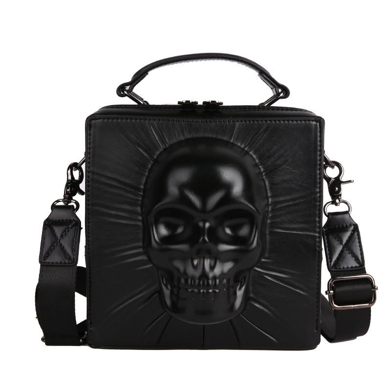 Gothic Skull Mini Square Crossbody Bag Women Punk Rock Biker Style Shoulder Streetwear Fashion Accessory